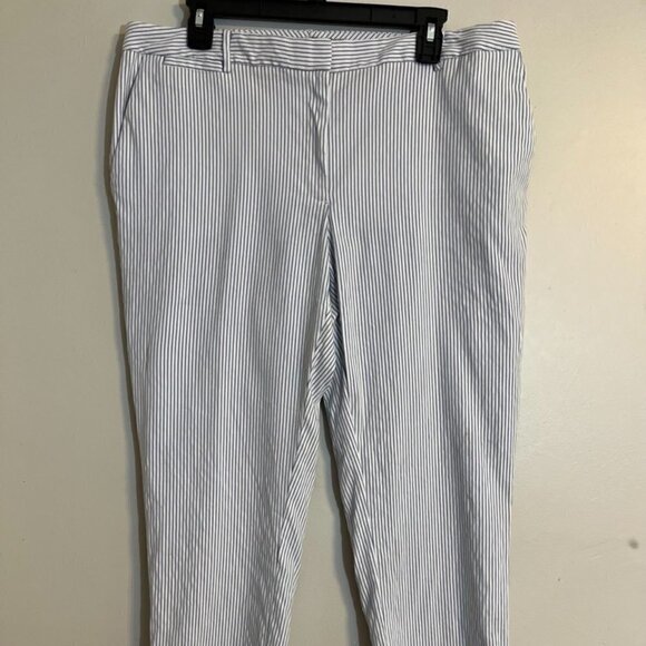 Tommy Hilfiger Pant Women 12 Blue Striped Preppy Straight Leg Office Neutral 80s - Picture 2 of 10